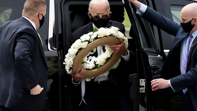 Biden makes 1st in-person appearance in more than 2 months