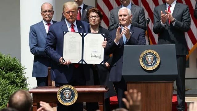 Citing jobs, Trump claims victory over coronavirus, economic collapse