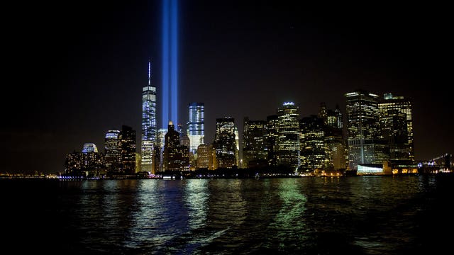 Twin beams of light commemorate 9/11 victims