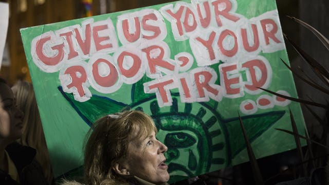 Thousands march through downtown Seattle to protest immigration ban