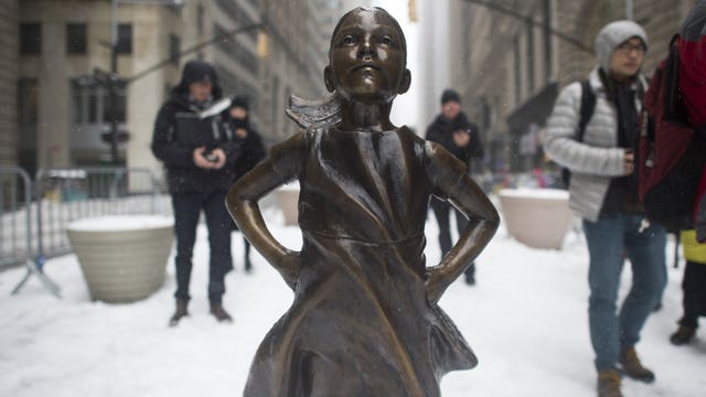 'Fearless Girl' statue opposite bull stays through February 2018