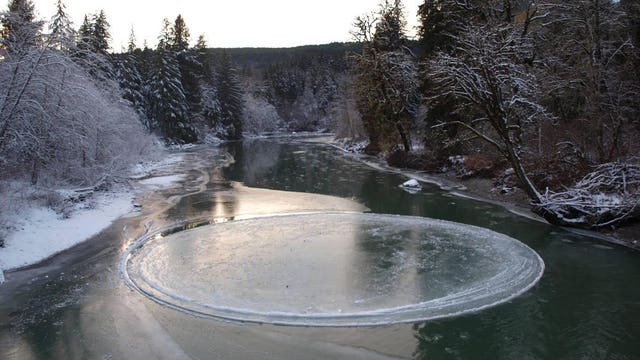 Rare ice circle forms in the Snoqualmie River (video)