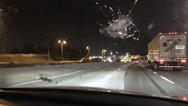 Rocks hurled from overpass 'pelt' multiple cars on I-5