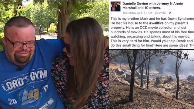 Strangers help man who lost beloved movie collection, home to wildfire