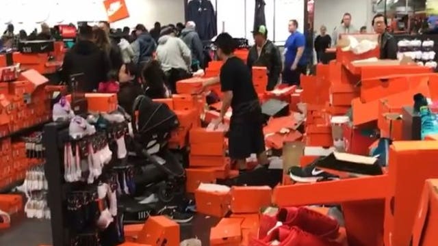 'Total disaster!' Nike Factory store trashed by Black Friday shoppers