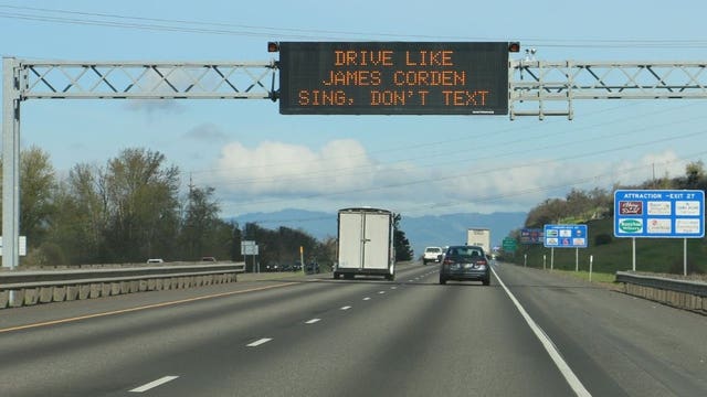 TV host and singer James Corden approves of this Oregon sign