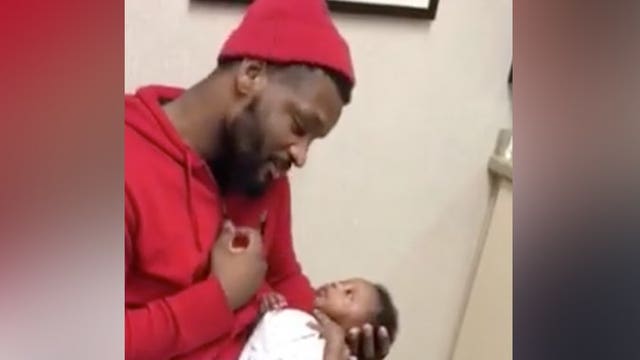 'Stay strong': Dad's precious pep talk to baby at doctor's office goes viral