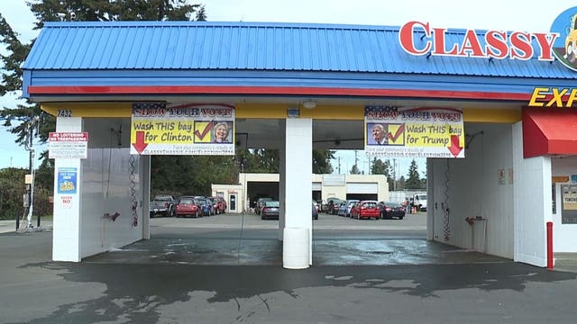 Trump or Clinton. Which wash bay will you use?