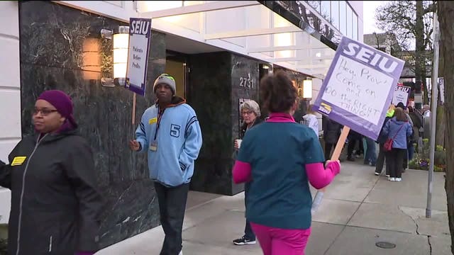 Hundreds of nurses picket for better pay and working conditions
