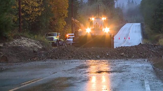 Crews working to clear landslide near Elbe, one of many after wet week