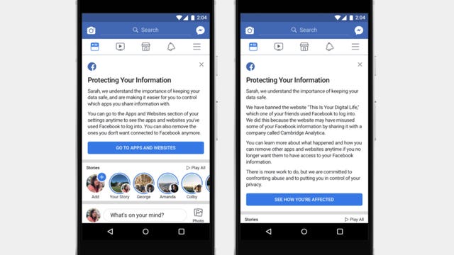 Facebook starts privacy alerts to affected users