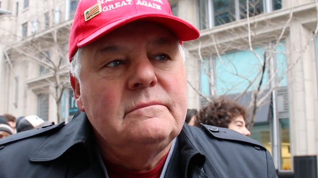 Trump supporters brave protests for a glimpse of their new president