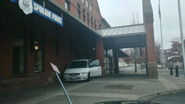 Homeless man crashes stolen van through police precinct