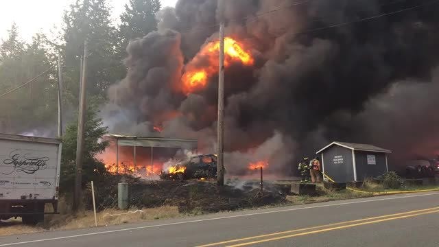 Industrial fire in Shelton sends black, possibly toxic smoke into air; some residents urged to evacuate