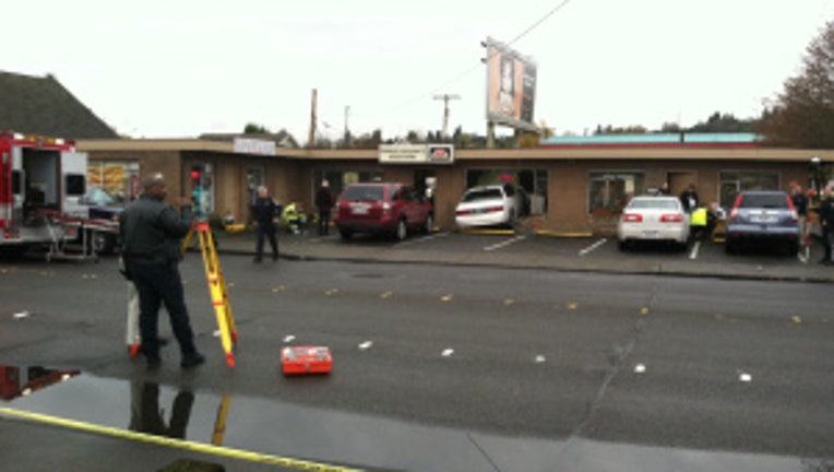 Car into building