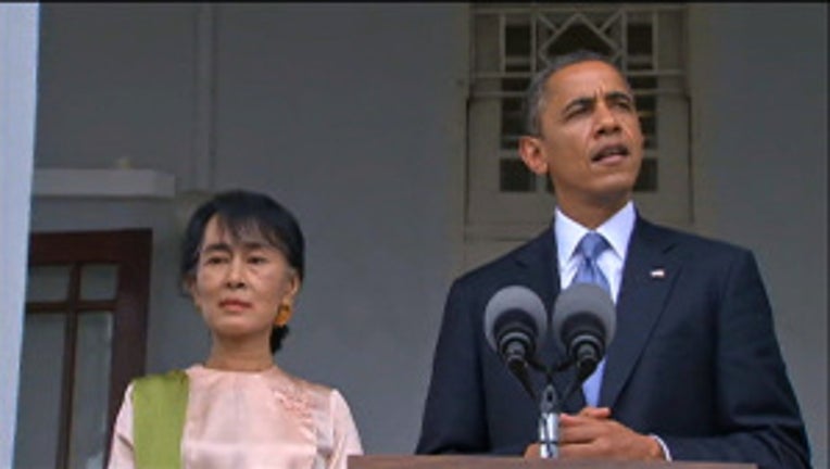 President Obama speaks at Aung San Suu Kyi's home