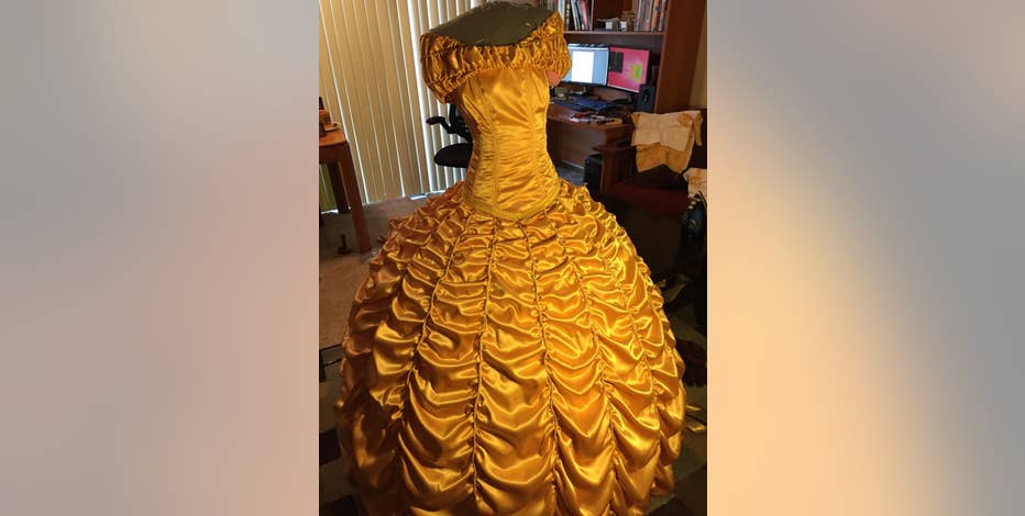 strapless open back dress Cosplay Princess Belle Ball gown golden Dress Dress customade princess –  Mermaidcosplay