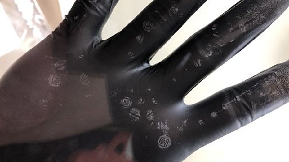 glove with markings