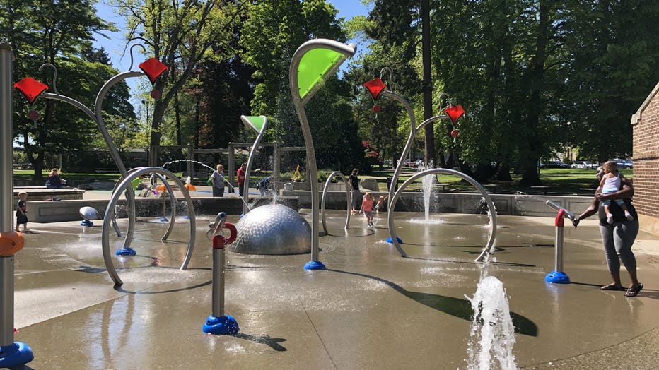 splash pads open early to provide relief for warm weather