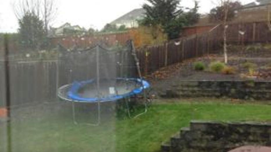trampoline in yard