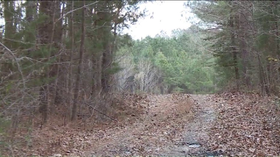 A man walking his dog discovered Barbara Briley and La’Myra Briley on this dirt road deep in the woods in Dinwiddie County.
