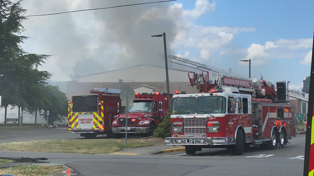 Crews work to put out fire at a Puyallup elementary school