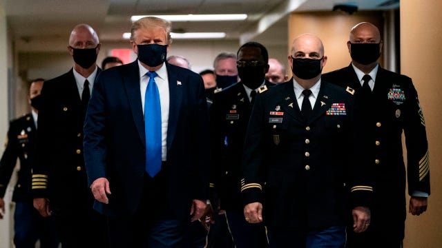 Trump wears mask in public for first time during pandemic