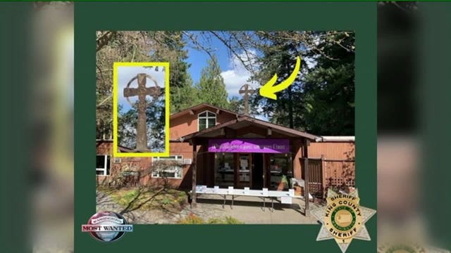 Help find large cross stolen from church, ID crooks who took it from atop building's roof