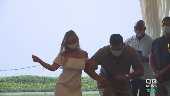 Local couple will not let smoky conditions ruin their special day