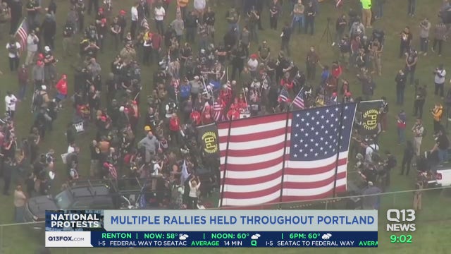 Portland largely peaceful after opposing rallies