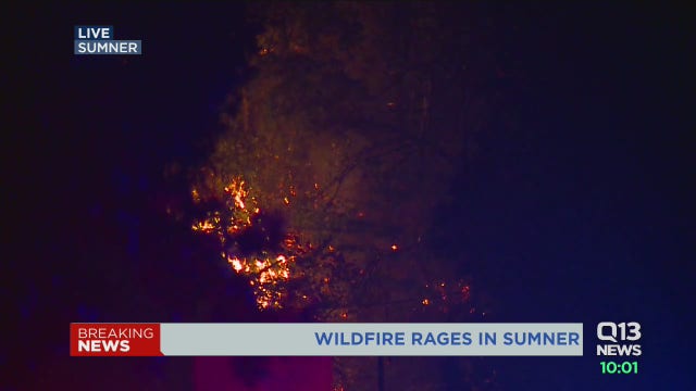 SR-410 wildfire rages for a second night as families evacuate