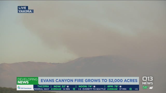 Evans Canyon fire balloons to more than 52,000 acres; air quality 'unhealthy for everyone' in Yakima County