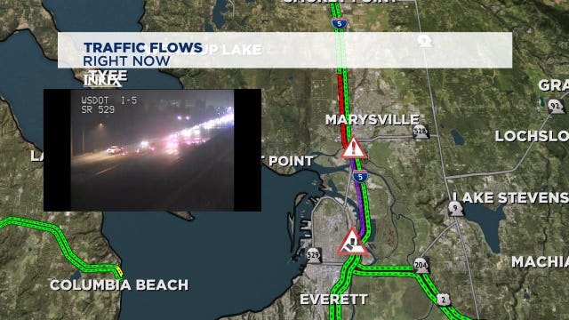 One dead after car, semi crash on I-5 in North Everett