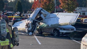 Small plane crash lands in Pierce County parking lot