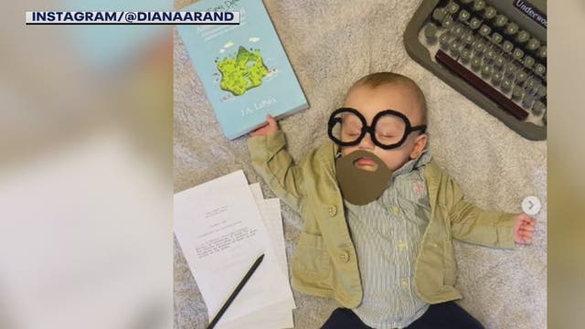 While newborn naps, mom costumes her for Halloween