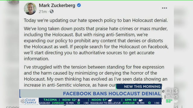Facebook bans Holocaust denial, distortion posts