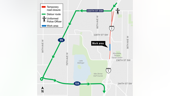 Overnight closures this weekend on I-5 South in Snohomish County