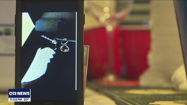 A young woman pleads for the return of stolen necklace that holds her daughter's ashes