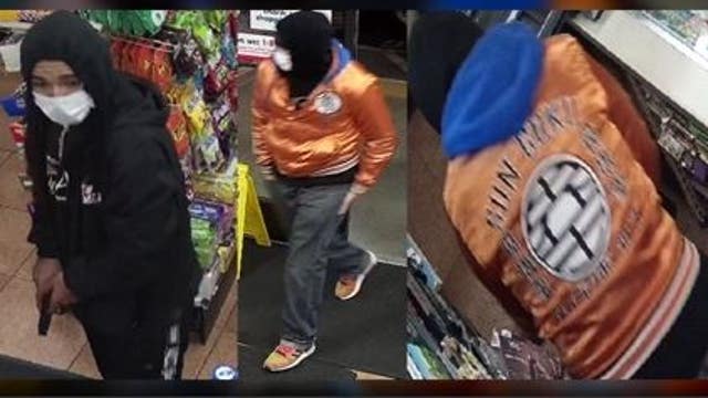 Help ID armed robbers, one wearing unique 'Dragon Ball Z' jacket, who held up gas station on Halloween night