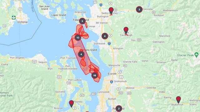 High winds cause widespread power outages on Whidbey Island