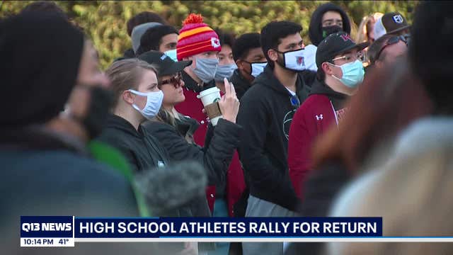 High school student-athletes in Kent rally for a return to sports as soon as possible