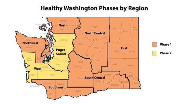 Gov. Inslee announces 7 counties moving into Phase 2 of reopening