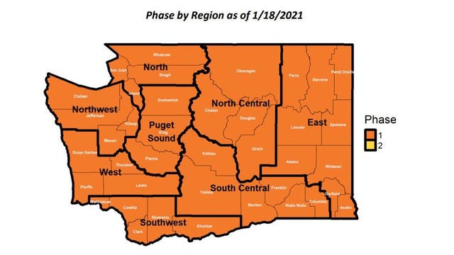 Entire state of Washington to remain in Phase 1 of new COVID-19 plan through Jan. 25