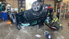 Car crashes into Woodinville building, sending 3 people to hospital