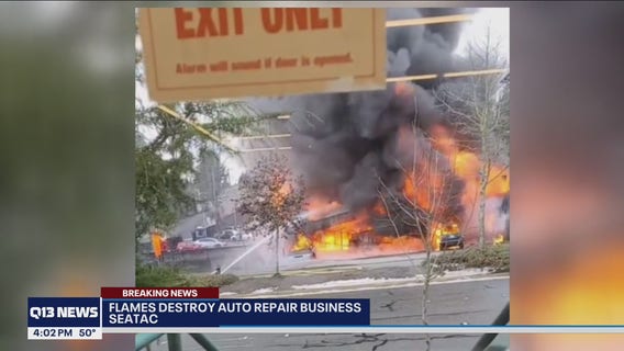 SeaTac auto shop fire that caused heavy black smoke put out