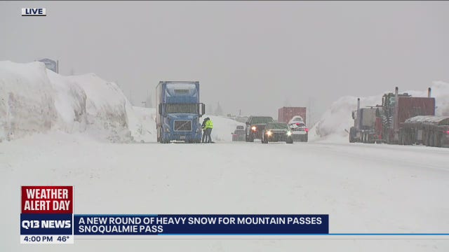WSDOT warns of 'very challenging 24 hours' on Snoqualmie Pass during expected snowstorm