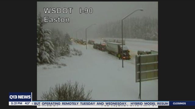 Snoqualmie Pass closed between North Bend and Ellensburg overnight