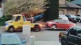 Detectives seek tow truck seen stealing Prius possibly for catalytic converter