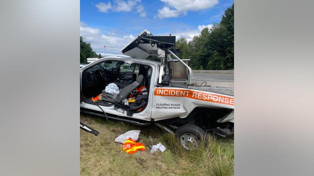 Crash involving WSDOT incident response truck reminder for drivers to 'move over' for emergency vehicles