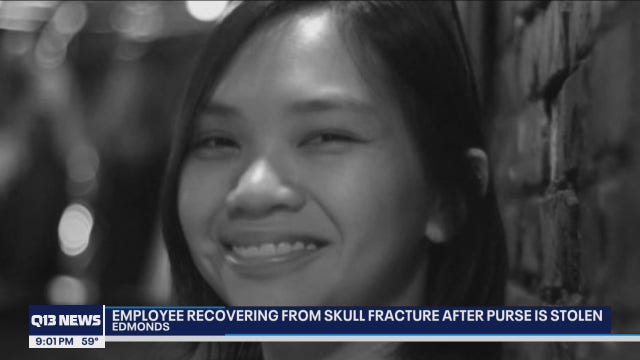 Edmonds cafe worker recovering from skull fracture after trying to stop purse snatcher